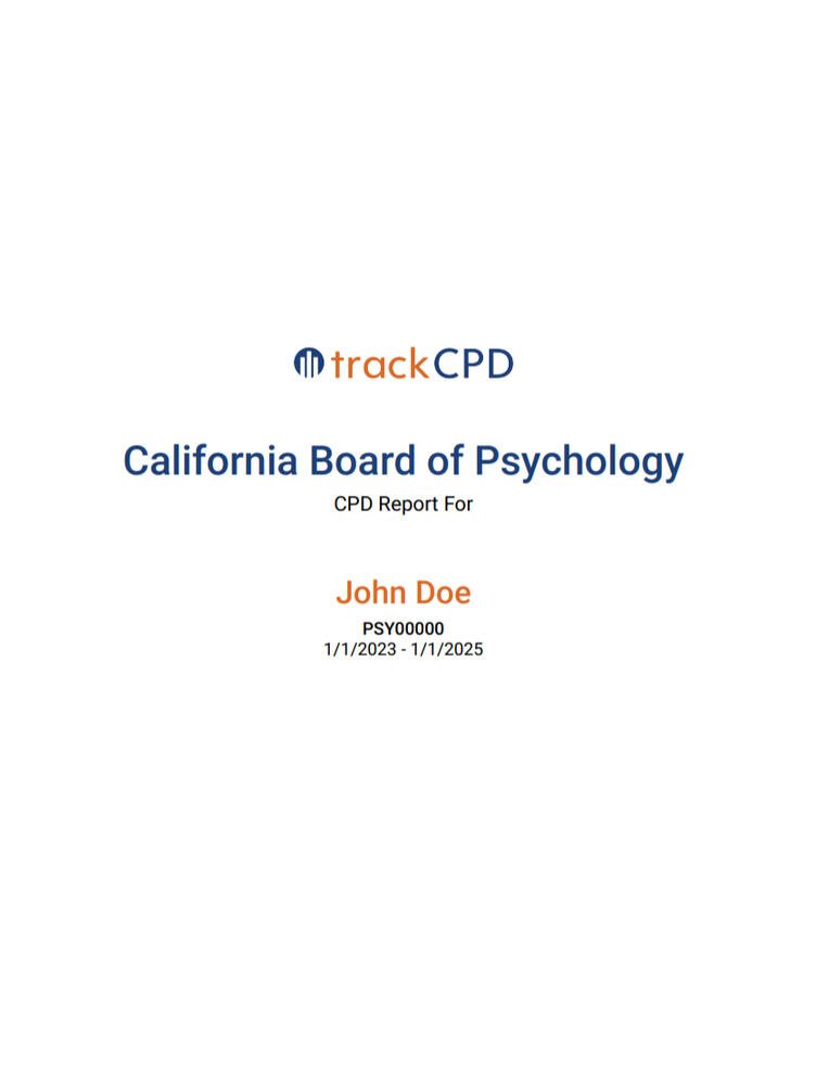 trackCPD PDF Report